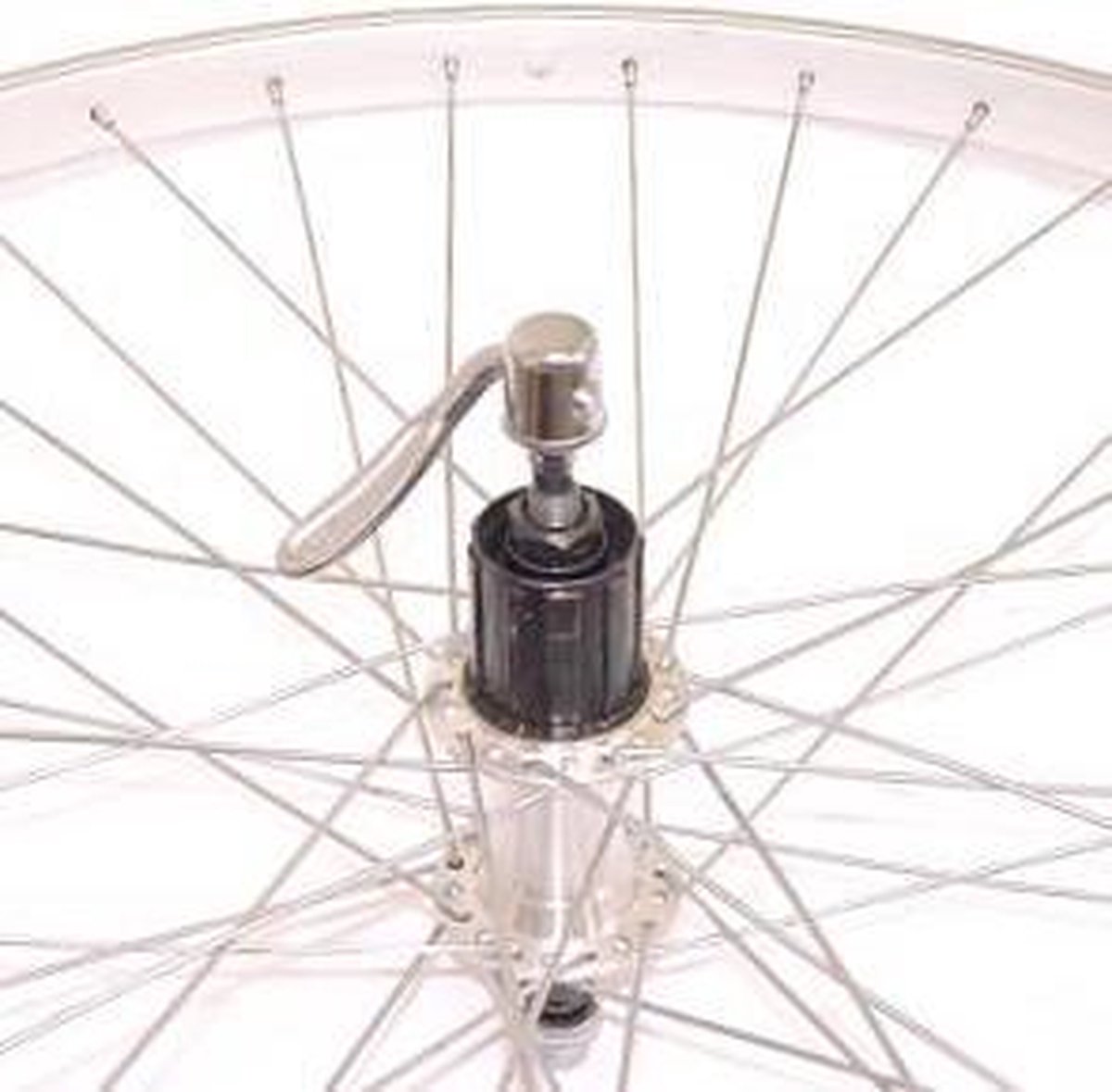 Roland achterwiel 28 uitval cass 8v Alu AS26 zilver zink spk