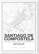 Poster/plattegrond SANTIAGODECOMPOSTELA - A4