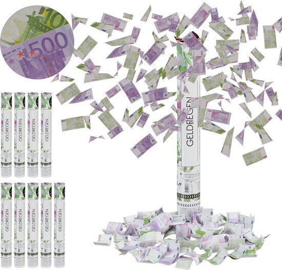 relaxdays 10x canon à confettis grand - argent popper de fête - tireur de confettis 40 cm