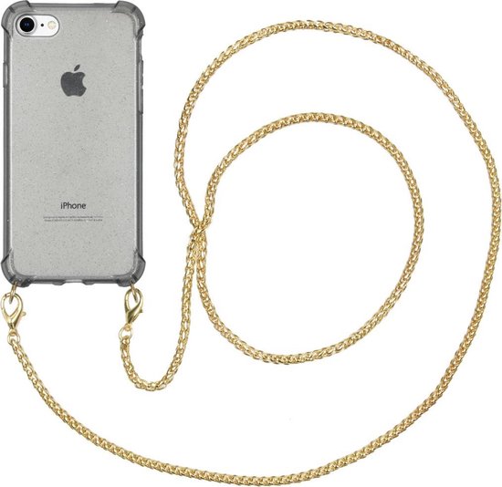 iMoshion Glitter Backcover met ketting iPhone 8 / 7 hoesje - Zwart | bol.com