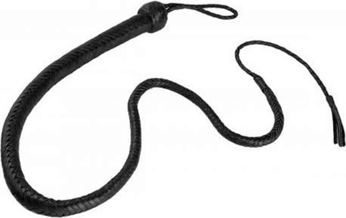 Fouet Long En Cuir Synthétique Noir - 160 Cm - Idéal Pour Costume, Soirée Déguisée Ou Rôle-play