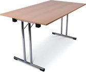 Inklapbare tafel recht | 160x80 | T-frame | Blad: Houtkleur | Frame: Chrome