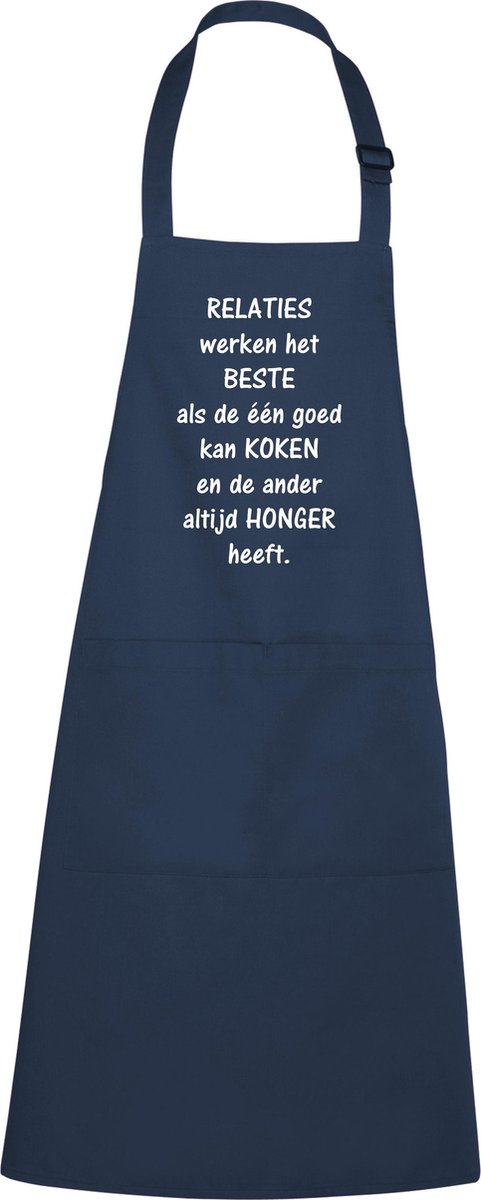 Keukenschort - BBQ schort - Relaties werken het beste als… - navy/blauw