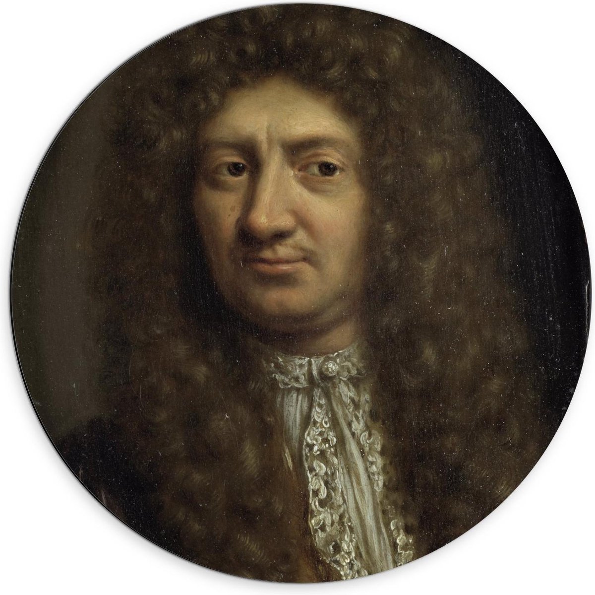 Dibond Wandcirkel - Oude meesters - Portret van een man, Willem van Mieris, 1660 - 1681 - 70x70cm Foto op Aluminium Wandcirkel (met ophangsysteem)