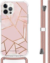 iMoshion Design hoesje met koord voor de iPhone 12 Pro Max - Grafisch Koper - Roze / Goud