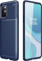 OnePlus 8T Back Cover Hoesje Siliconen Carbon Blauw