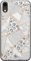 iPhone XR hoesje siliconen - Stone & leopard print | Apple iPhone XR case | TPU backcover transparant
