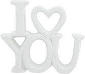 Ornament I Love You Matt  Wit 13,5x3xh11,7cm Andere Keramiek