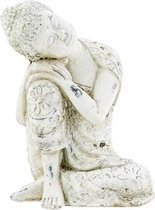 Ornament Buddha Creme 17,5x15xh23,5cm Langwerpig Cement
