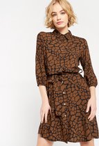 LOLALIZA Mini jurk met giraffe print - Bruin - Maat 40