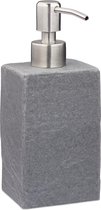 distributeur de savon relaxdays savon pour les mains - 200 ml - rechargeable - distributeur de savon - acier inoxydable - polyrésine gris