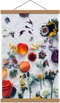 Schoolplaat – Bloemen op Witte Achtergrond - 40x60cm Foto op Textielposter (Wanddecoratie op Schoolplaat)