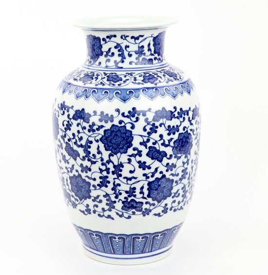 Denemarken wijsheid Ouderling Fine Asianliving Chinese Vaas Porselein Handgeschilderd Lotus Blauw-Wit  D19xH30cm | bol.com