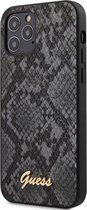 iPhone 12 Pro Max Backcase hoesje - Guess - Slangenprint Zwart - Kunstleer