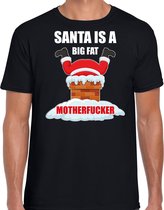 Fout Kerstshirt / Kerst t-shirt Santa is a big fat motherfucker zwart voor heren - Kerstkleding / Christmas outfit 2XL