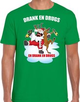 Fout Kerstshirt / Kerst t-shirt Drank en drugs groen voor heren - Kerstkleding / Christmas outfit S