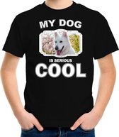 Witte herder honden t-shirt my dog is serious cool zwart - kinderen - Witte herders liefhebber cadeau shirt XS (110-116)