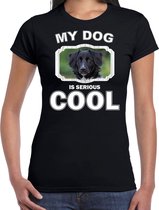 Friese stabij honden t-shirt my dog is serious cool zwart - dames - Friese stabijs liefhebber cadeau shirt S