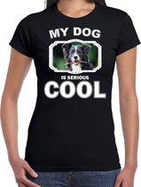 Border collie  honden t-shirt my dog is serious cool zwart - dames - Border collies liefhebber cadeau shirt 2XL