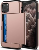 Kaarthouder case met slide geschikt voor Apple iPhone 12 / 12 Pro - 6.1 inch - roze