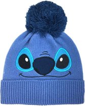 Disney Lilo & Stitch Pompom Beanie muts Face Blauw