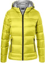 James and Nicholson Dames/dames Hooded Down Jacket (Geel/zilver)