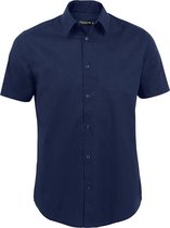 SOLS Heren Broadway Short Sleeve Fitted Work Shirt (Donkerblauw)