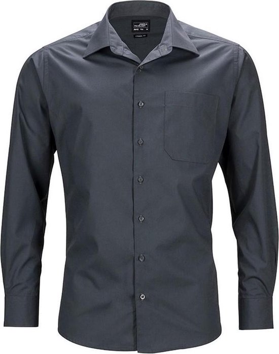 Chemise d'affaires à manches longues James and Nicholson hommes (gris carbone)