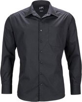 James and Nicholson Heren Longsleeve Zakelijk Shirt (Zwart)