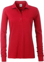 James and Nicholson Dames/dames Werkkleding Lange Mouwen Zak Polo (Rood)