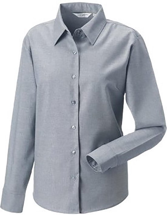 Russell Collectie Dames/Dames Lange Mouw Easy Care Oxford Shirt (Zilver)
