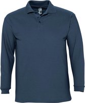 SOLS Heren-Winter II Poloshirt met lange mouwen van Piqué katoen (Denim)