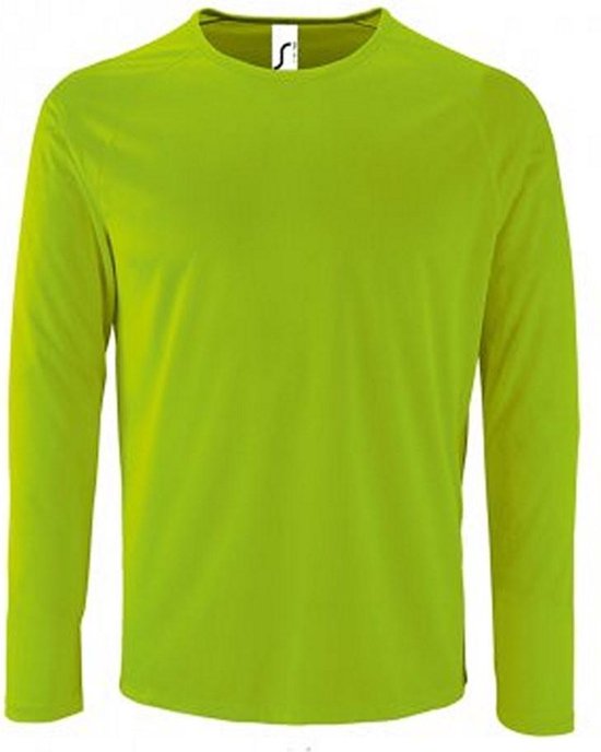 SOLS Heren Sportief T-Shirt met lange mouwen (Neon Groen)