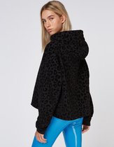 zoe karssen - dames -  rene leopard extra loose fit hoody -  zwarte luipaard - l