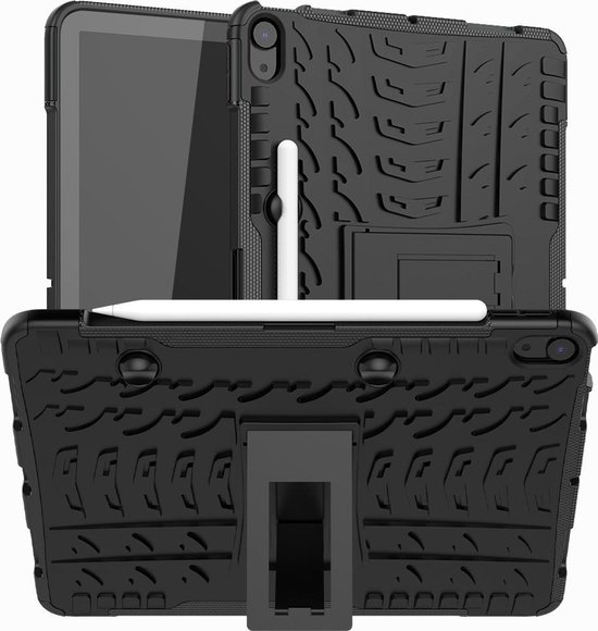 Cazy iPad Air 2022 hoes - Rugged Heavy Backcover Hoes met standaard – Zwart
