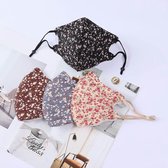 Mondkapjes wasbaar - 4 stuks - Zwart/Bordeaux/Lila/Roze met Bloemen
