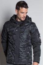 Heren winterjas camouflage print zwart maat  medium