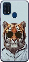Samsung M31 hoesje siliconen - Tijger wild | Samsung Galaxy M31 case | blauw | TPU backcover transparant