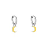 Oorbellen Pastel Moon | Zilver - Geel