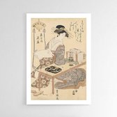 Walljar - Utagawa Kuniyoshi - Courtisane Ogiya - Muurdecoratie - Poster met lijst