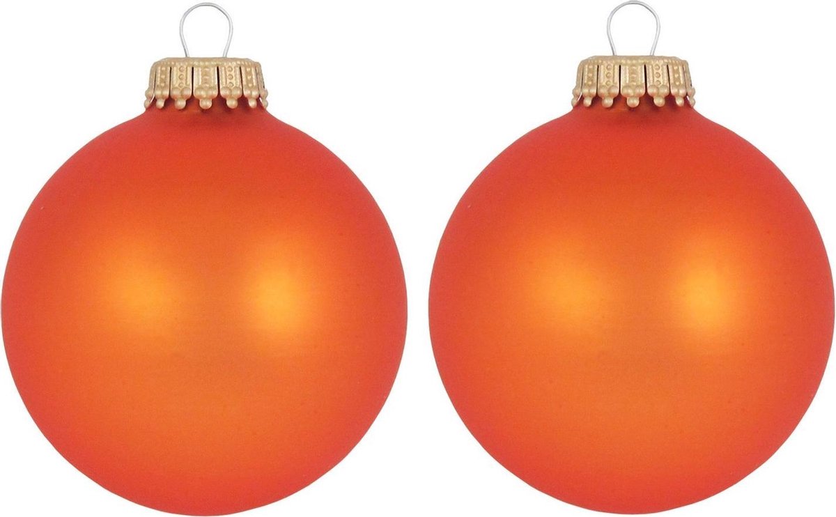 16x Wildfire Velvet oranje glazen kerstballen 7 cm