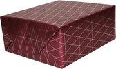4x rollen inpakpapier/cadeaupapier bordeauxrood/gouden geometrische driehoek print 150 x 70 cm - Cadeauverpakking kadopapier