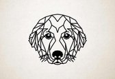 Line Art - Hond - Golden Retriever - M - 60x69cm - Zwart - geometrische wanddecoratie