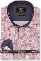 Heren Overhemd - Slim Fit - Paisley Kashmir - Rood - Maat M