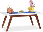 relaxdays salontafel wit - koffietafel modern - bijzettafel 45 cm hoog - salontafeltje