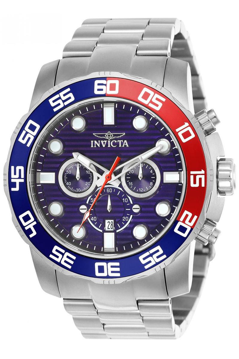 Invicta Pro Diver 22225 Heren Horloge - Waterdicht - Analoog - Quartz Uurwerk - Roestvrij Staal met blauwe Wijzerplaat - 50mm