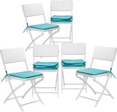 Relaxdays 12x stoelkussen - kleurrijke zitkussen - 40x40 stoel kussen – wasbaar - turkoois