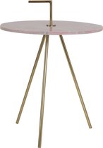 Light & Living Bijzettafel Moyuta - Marmer Roze - Goud - Ø42,5x56 cm