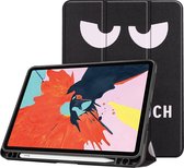 Case2go - Tablethoes geschikt voor iPad Air 10.9 2020/2022 - 10.9 inch - Tri-Fold Book Case - Apple Pencil Houder - Don't Touch Me