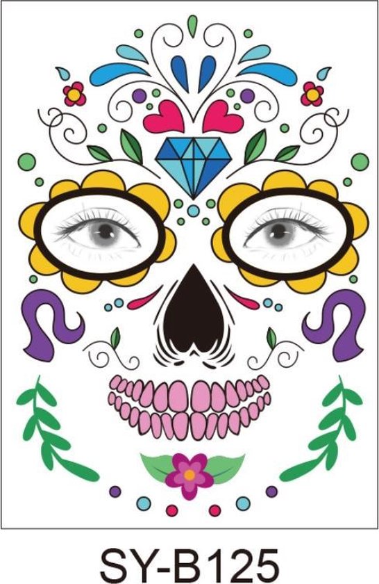 Halloween Muziekfeest Face Neptattoos-Carnaval-Plak Tattoos-tattoo stickers-1 Vel-B125